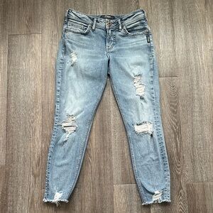 Distressed Light Blue Silver Suki Skinny Jeans